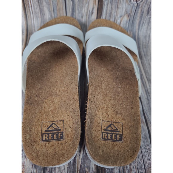 Reef Cushion Vista Hi White Platform Sandals Slides Womens Size 9 - Picture 4 of 8